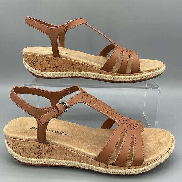 NEW Easy Street Women’s Dorinda Wedge Sandals Tan Size 8.5M - Picture 1 of 10